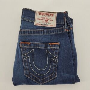 True Religion Skinny Jeans 27 Blue High Waisted Horseshoe Stitch Womens